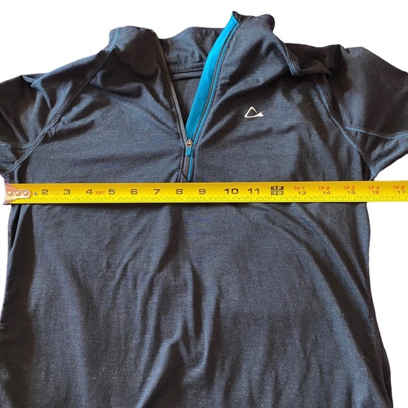 Merino Blend by Paradox 1/4 Zip Activewear Base Layer Top Black/Teal Women’s S - Picture 7 of 10